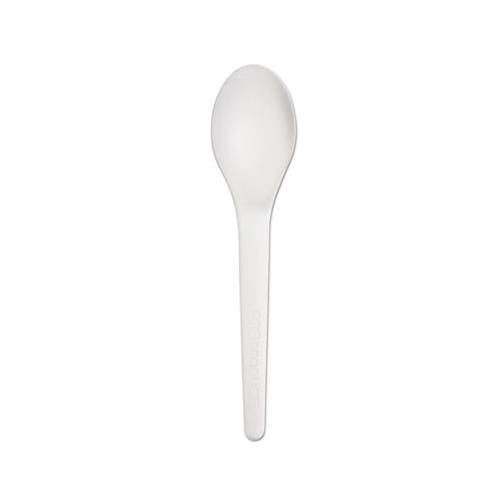 Plantware Compostable Cutlery, Spoon, 6", Pearl White, 50-pack, 20 Pack-carton