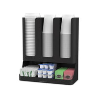 Flume Six-section Upright Coffee Condiment-cup Organizer, Black, 11.5 X 6.5 X 15