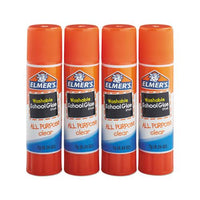 Washable School Glue Sticks, 0.24 Oz, Applies And Dries Clear, 4-pack