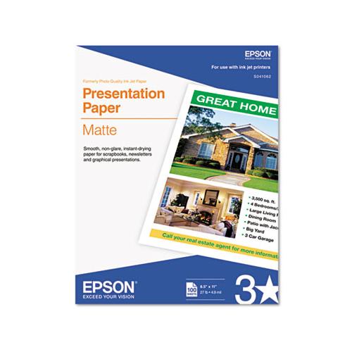 Matte Presentation Paper, 4.9 Mil, 8.5 X 11, Matte Bright White, 100-pack