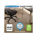 Everlife Chair Mats For Medium Pile Carpet, Rectangular, 46 X 60, Clear