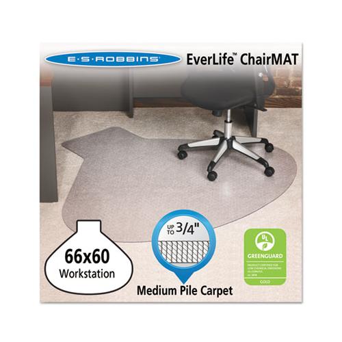 Everlife Chair Mats For Medium Pile Carpet, Contour,  66 X 60, Clear