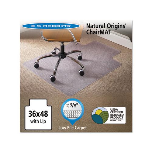 Natural Origins Chair Mat With Lip For Carpet, 36 X 48, Clear