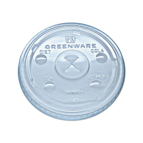 Greenware Cold Drink Lids, Fits 16-18, 24 Oz Cups, X-slot, Clear, 1000-carton