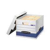 Stor-file Medium-duty Letter-legal Storage Boxes, Letter-legal Files, 12.75" X 16.5" X 10.5", White-blue, 12-carton