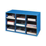 Classroom Literature Sorter, 9 Compartments, 28 1-4 X 13 X 16, Blue