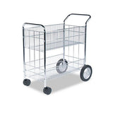 Wire Mail Cart, 21.5w X 37.5d X 39.25h, Chrome