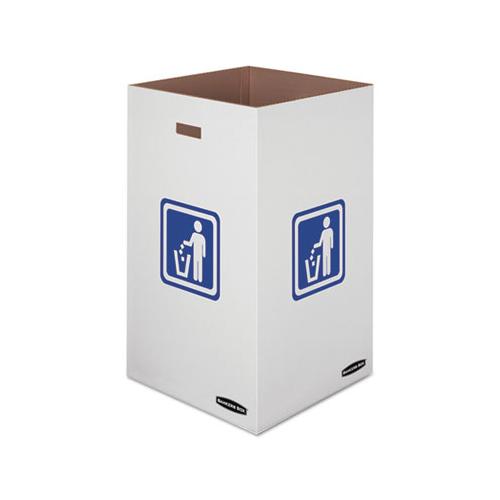 Waste And Recycling Bin, 50 Gal, White, 10-carton