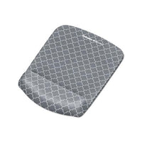 Plushtouch Mouse Pad With Wrist Rest, 7 1-4 X 9 3-8 X 1, Gray-white Lattice