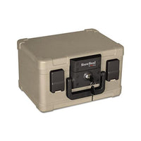 Fire And Waterproof Chest, 0.15 Cu Ft, 12.2w X 9.8d X 7.3h, Taupe