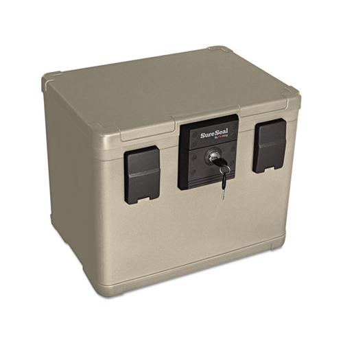 Fire And Waterproof Chest, 0.6 Cu Ft, 16w X 12.5d X 13h, Taupe