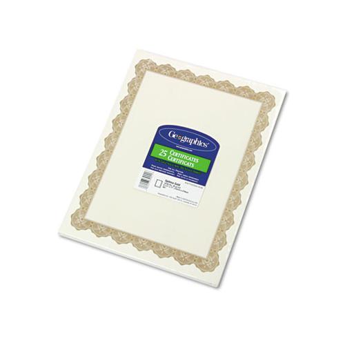 Parchment Paper Certificates, 8-1-2 X 11, Optima Gold Border, 25-pack