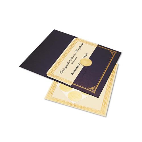 Ivory-gold Foil Embossed Award Cert. Kit, Blue Metallic Cover, 8-1-2 X 11, 6-kit