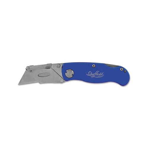 Sheffield Folding Lockback Knife, 1 Utility Blade, Blue