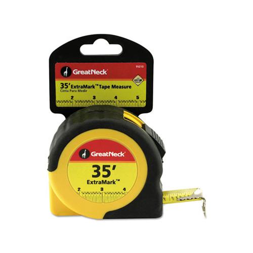 Extramark Tape Measure, 1" X 35ft, Steel, Yellow-black