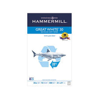 Great White 30 Recycled Print Paper, 92 Bright, 20lb, 8.5 X 14, White, 500-ream