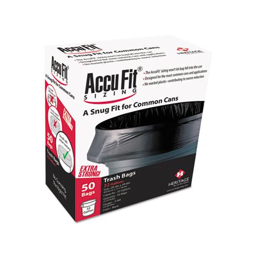 Linear Low Density Can Liners With Accufit Sizing, 44 Gal, 0.9 Mil, 37" X 50", Black, 50-box