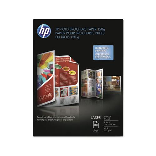 Laser Glossy Tri-fold Brochure Paper, 97 Bright, 40lb, 8.5 X 11, White, 150-pack
