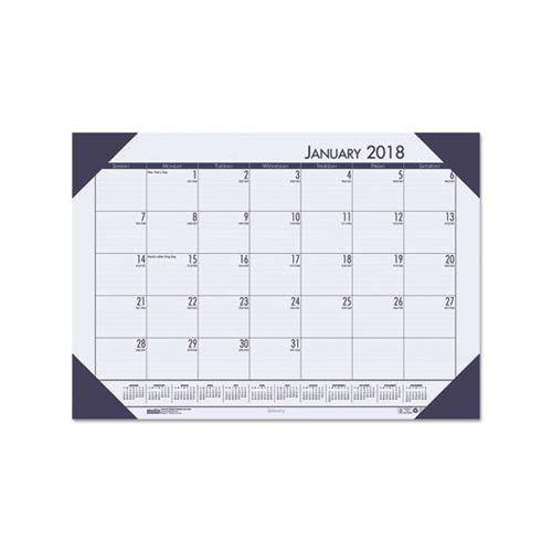 Recycled Ecotones Ocean Blue Monthly Desk Pad Calendar, 18.5 X 13, 2021