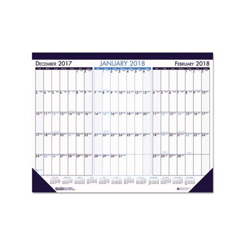 Three Month Desk Pad Calendar, 22 X 17, 2020-2022