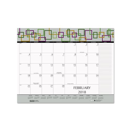 100% Recycled Geometric Desk Pad Calendar, 22 X 17, 2021