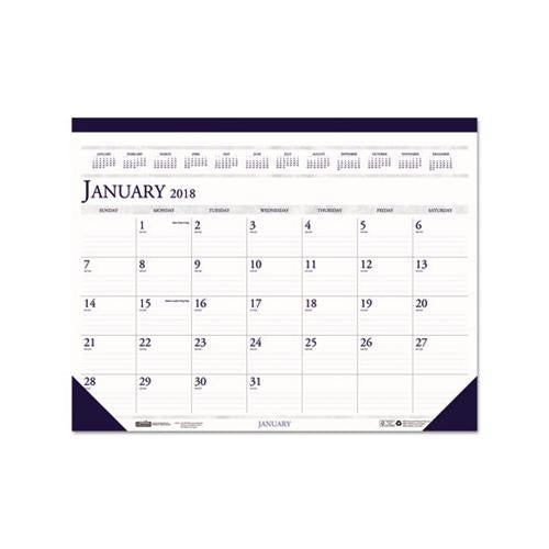 Recycled Two-color Monthly Desk Pad Calendar, 18.5 X 13, 2021