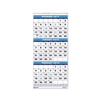 Recycled Three-month Format Wall Calendar, 12.25 X 26, 14-month, 2020-2022