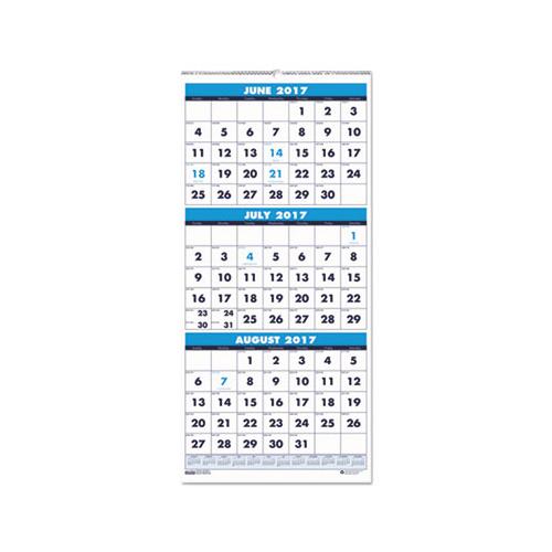 Three-month Academic Wall Calendar, 8 X 17, 14-month (june-july), 2020-2021