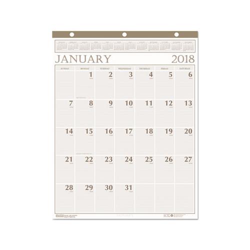 Recycled Large Print Monthly Wall Calendar, Leatherette Binding, 20 X 26, 2021