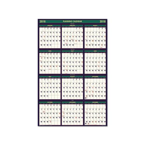 Recycled Four Seasons Reversible Business-academic Wall Calendar, 24 X 37, 2020-2021