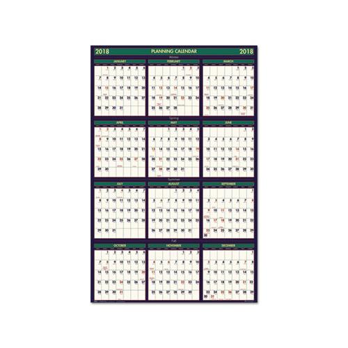 Recycled Four Seasons Reversible Business-academic Calendar, 24 X 37, 2020-2021