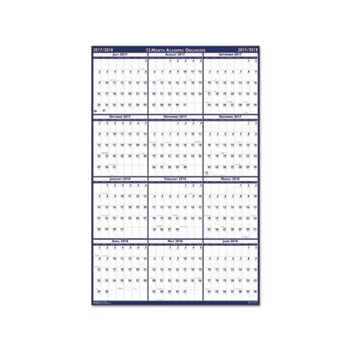 Recycled Poster Style Reversible Academic Yearly Calendar, 24 X 37, 2020-2021