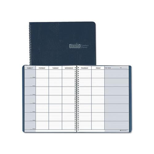 Teacher's Planner, Embossed Simulated Leather Cover, 11 X 8-1-2, Blue