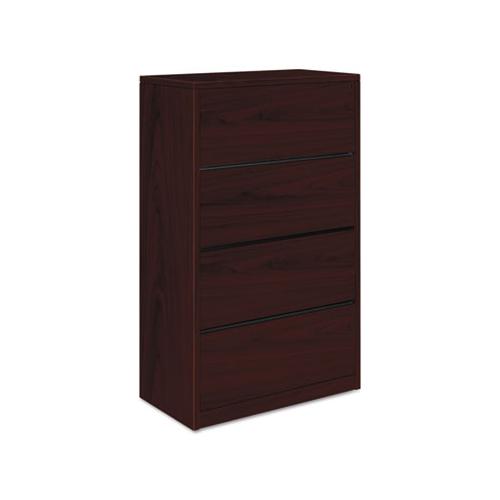 10500 Series Four-drawer Lateral File, 36w X 20d X 59.13h, Mahogany