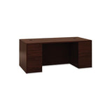 10500 Series Double Pedestal Desk, Full Height Pedestals, 72w X 36d X 29.5h, Mahogany