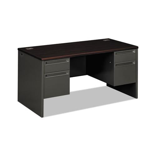 38000 Series Double Pedestal Desk, 60w X 30d X 29.5h, Mahogany-charcoal