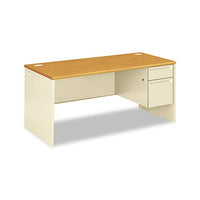 38000 Series Right Pedestal Desk, 66w X 30d X 29.5h, Harvest-putty