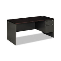 38000 Series Right Pedestal Desk, 66w X 30d X 29.5h, Mahogany-charcoal