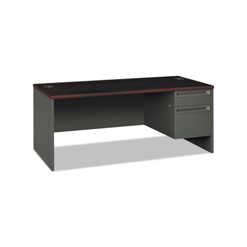 38000 Series Right Pedestal Desk, 72w X 36d X 29.5h, Mahogany-charcoal