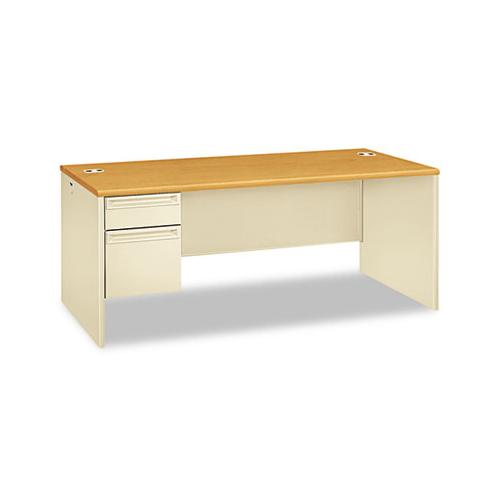 38000 Series Left Pedestal Desk, 72w X 36d X 29.5h, Harvest-putty