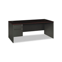 38000 Series Left Pedestal Desk, 72w X 36d X 29.5h, Mahogany-charcoal