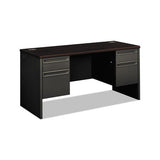 38000 Series Kneespace Credenza, 60w X 24d X 29.5h, Mahogany-charcoal