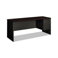 38000 Series Right Pedestal Credenza, 72w X 24d X 29.5h, Mahogany-charcoal