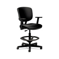 Volt Series Leather Adjustable Task Stool, 32.38" Seat Height, Supports Up To 275 Lbs., Black Seat-black Back, Black Base