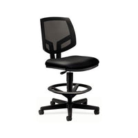 Volt Series Mesh Back Adjustable Leather Task Stool, 32.38" Seat Height, Up To 250 Lbs., Black Seat-back, Black Base