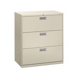 600 Series Three-drawer Lateral File, 36w X 18d X 39.13h, Light Gray