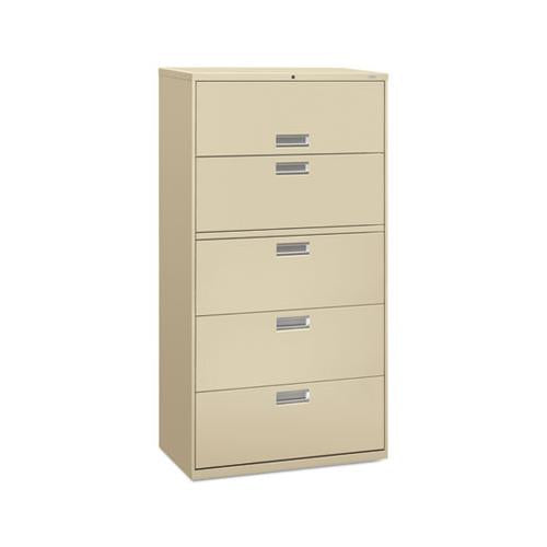 600 Series Five-drawer Lateral File, 36w X 18d X 64.25h, Putty