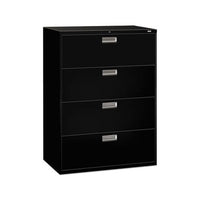 600 Series Four-drawer Lateral File, 42w X 18d X 52.5h, Black