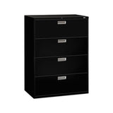 600 Series Four-drawer Lateral File, 42w X 18d X 52.5h, Black