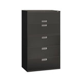 600 Series Five-drawer Lateral File, 42w X 18d X 64.25h, Charcoal